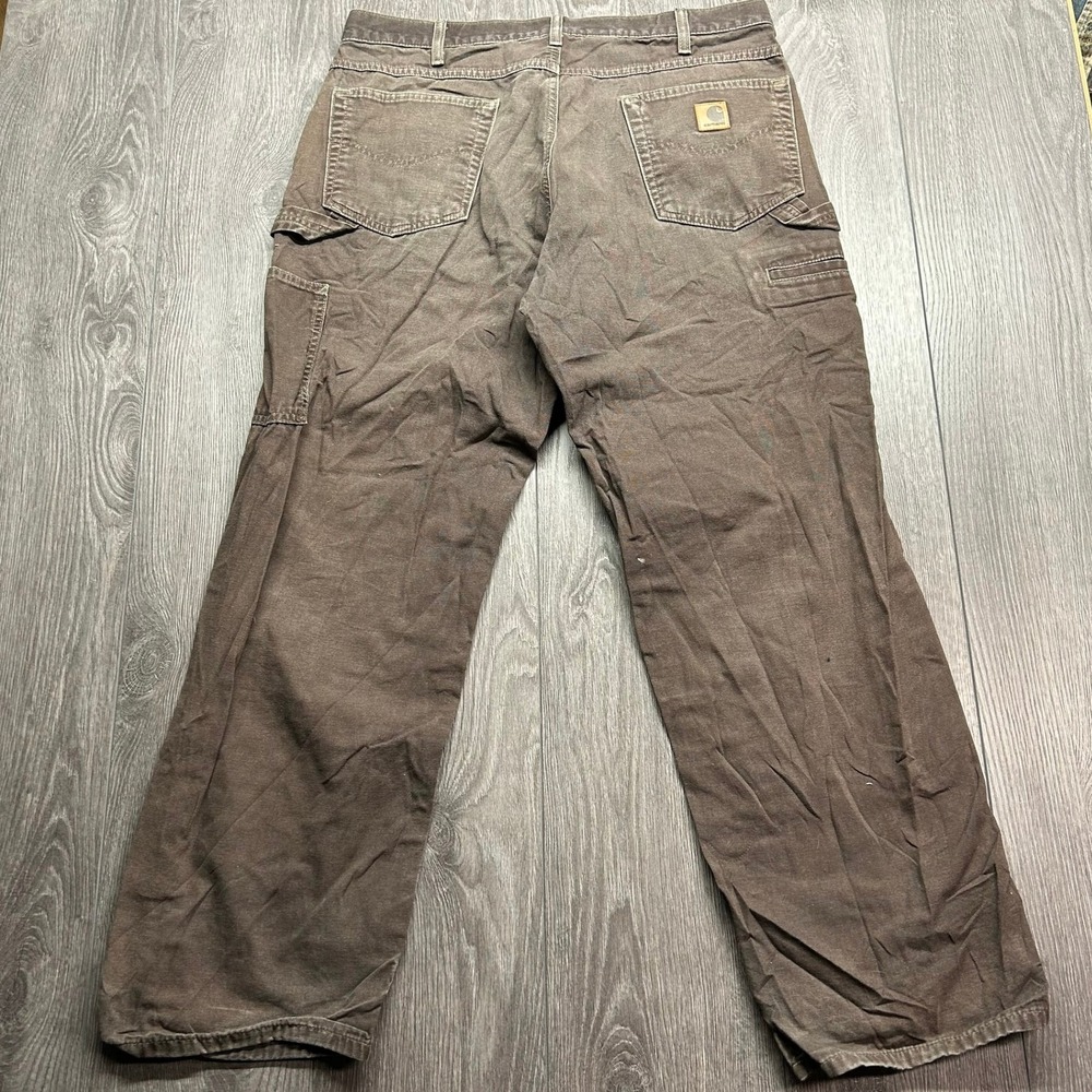 Carhartt B159 DKB Loose Fit Carpenter Pants Mens 36x30 Dark Brown Canvas Work